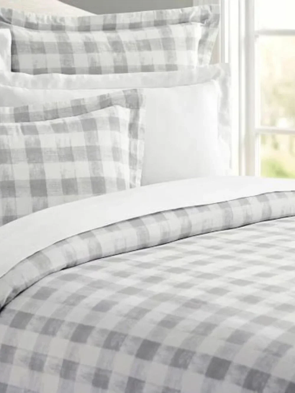 NWT Pottery Barn Rhett Check Duvet Cover in grey - Full/Queen